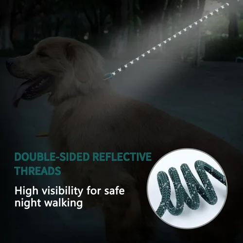 Miniatura 4 de Correa antideslizante para perro, correa y collar de entrenamiento resistente sin tirones con antienredos, mango acolchado e hilo reflectante