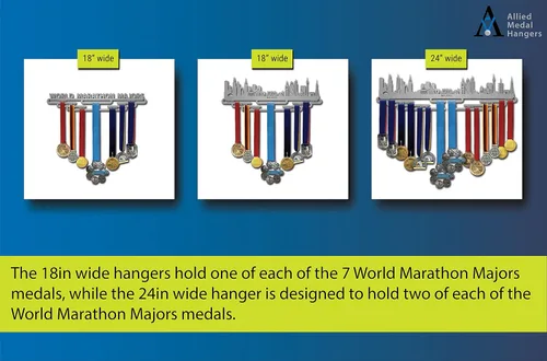 Miniatura 4 de Allied Medal Hangers World Marathon Majors (Cityscape) (18 pulgadas de ancho con 7 barras colgantes) - Estante de exhibición para colgar medallas
