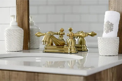 Miniatura 5 de Kingston Brass KS3607AL Restoration - Grifo de baño central de 4 pulgadas, latón cepillado, 6.38 x 4.5 x 3.06