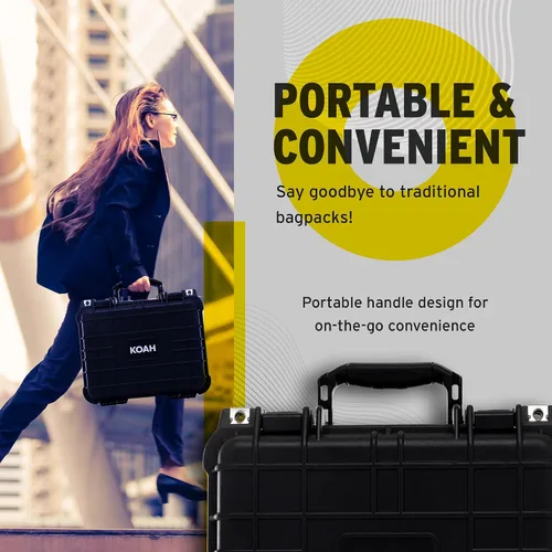 Miniatura 4 de Koah Funda rígida de plástico resistente a la intemperie con espuma personalizable (13 x 11 x 6 pulgadas), a prueba de agua y golpes, para cámaras