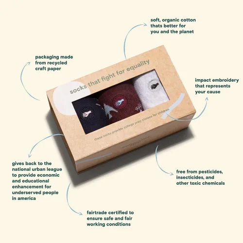 Miniatura 3 de Conscious Step Calcetines altos de algodón orgánico de comercio justo para hombre, paquete de 3, cada par ayuda a apoyar a nuestros socios