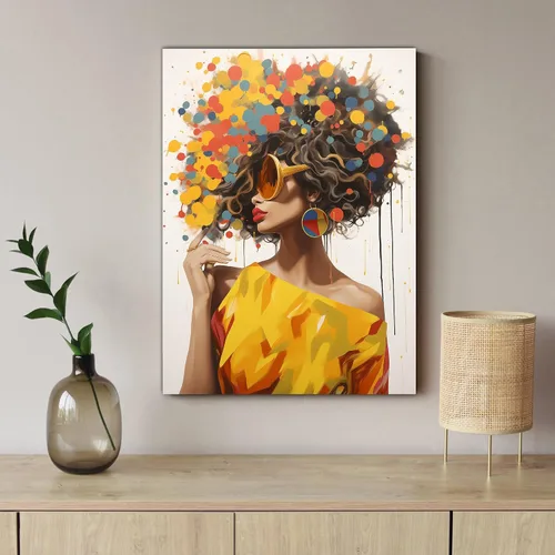 Miniatura 230 de Arte de pared afroamericano, decoración de rey y reina bailarín negro para sala de estar, arte de pareja de amor negro para dormitorio, lienzo