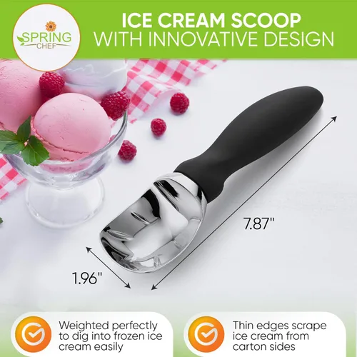 Miniatura 2 de Spring Chef - Cuchara para helado resistente con mango cómodo - Cuchara profesional para helado para gelato, sorbete, masa de galletas, melón, yogur