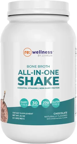 Batido todo en uno inspirado en el paleo de chocolate – Reignite Wellness by JJ Virgin – Proteína en polvo de caldo de hueso – Batido de proteína
