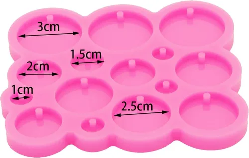 Miniatura 7 de Molde de silicona para llavero de silicona súper brillante con círculos pequeños para muchos círculos, diámetro de 0.4 in, 0.6 in, 0.8 in, 1.0 in