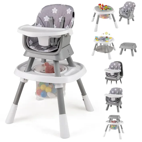 Miniatura 10 de HONEY JOY Silla alta 16 en 1 para bebé, silla alta convertible para bebés y niños pequeños/asiento elevador/centro de actividades con juguetes, mesa