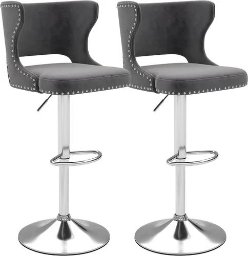Miniatura 11 de Westice Juego de 2 taburetes de bar, taburetes de altura de mostrador para isla de cocina con base dorada ajustable, modernas sillas de bar