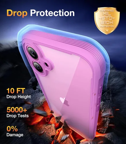 Miniatura 4 de Diaclara Funda diseñada para iPhone 16, mejorada [protección completa de la cámara], carcasa resistente de cuerpo completo con protector de pantalla