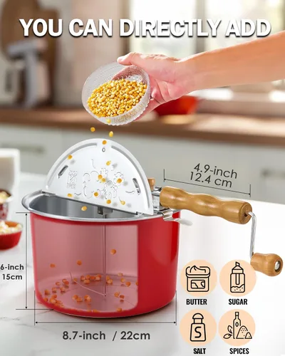 Miniatura 3 de Cook N Home - Olla palomera Aluminio rojo