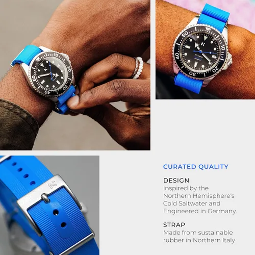 Miniatura 5 de Reloj mecánico de buceo para hombre, acero inoxidable, duradero, versátil e impermeable, protegido por cristal de zafiro, con correa de rendimiento