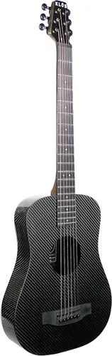 Miniatura 7 de KLOS - Guitarra acústica de fibra de carbono duradera, color negro con bolsa de concierto, correa, cejilla y más