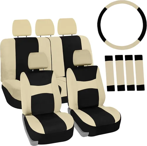 Set completo de fundas de asiento para auto FH Group de tela liviana y aireada, con separación y compatibles con las bolsas de aire, se adaptan a la