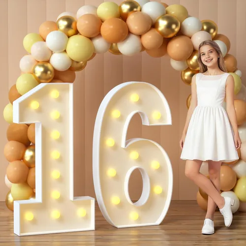 Miniatura 18 de imprsv Letras de marquesina iluminadas, letras de mosaico de 1.2 m con luz para decoración de baby shower, graduación, gran J para decoraciones