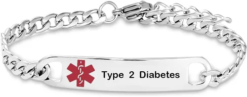 Miniatura 11 de TGLS Pulsera de alerta médica roja para mujeres y hombres, pulsera de emergencia de primeros auxilios de salud grabada ajustable de acero inoxidable