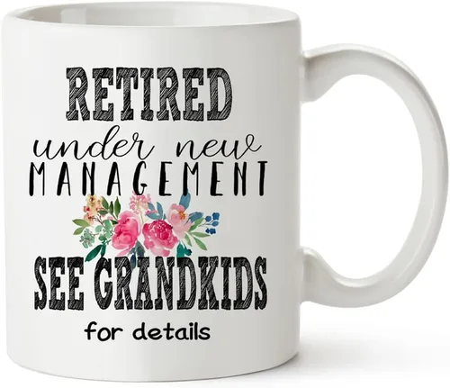 Miniatura 7 de Fatbaby Regalos de jubilación para hombres, jubilados bajo nueva gestión, taza de café con texto en inglés "See Grandkids For Details", taza de café