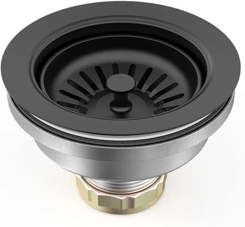 BOTEMY B9173 - Conjunto de drenaje para fregadero de cocina de 3-1/2 pulgadas con cesta de colador extraíble de acero inoxidable 304 (negro mate)