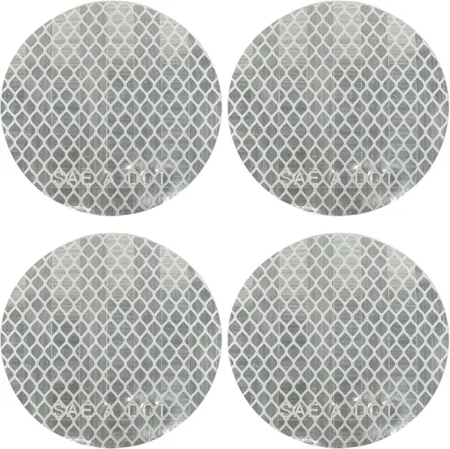 Miniatura 8 de All Star Truck Parts 3" Pulgadas Redondas DOT-SAE Ámbar/Rojo Reflector Prismático Adhesivo de Alta Visibilidad y Alta Reflectividad Impermeable