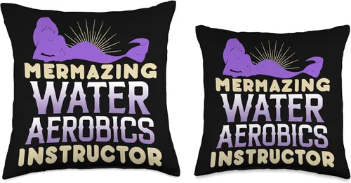 Miniatura 3 de Mermazing Water Aerobics Instructor Fitness Expert Graphic Throw Pillow