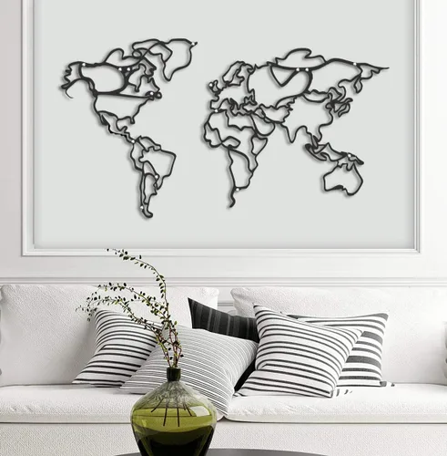 Miniatura 5 de Tubibu Decoración decorativa de pared de mapa del mundo de metal, decoración de oficina en casa, decoración de dormitorio y sala de estar