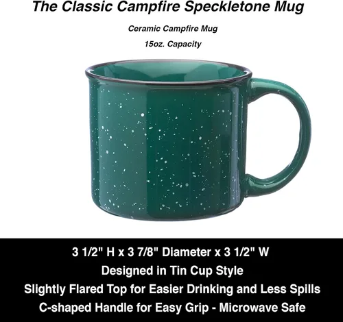 Miniatura 3 de Taza de Café Grande de Black Lantern - Bigfoot Rústico Moteado 15oz. Taza Verde Oscuro - Taza Apta para Microondas para Bebidas Calientes