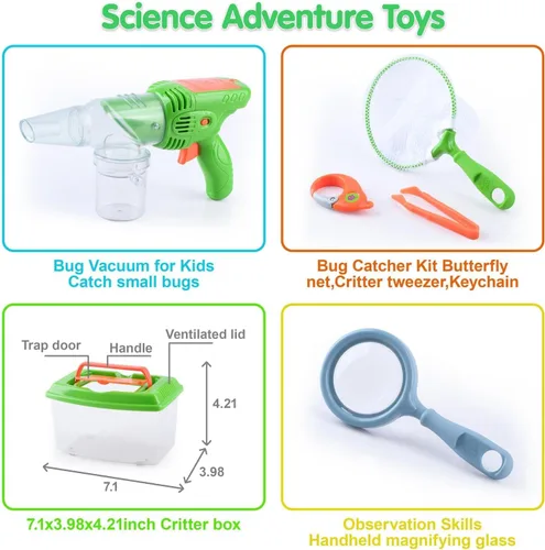 Miniatura 3 de PLAY Kit para Atrapar Insectos, Juguetes al Aire Libre para Niños de 4-8 8-12 años, Aspiradora para Atrapar Insectos con Caja de Hábitat