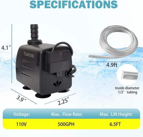 Miniatura 6 de Bomba de fuente automática con sensor de nivel, pequeña bomba de agua sumergible de 110 V para estanque, acuarios, pecera, hidroponía, PM06