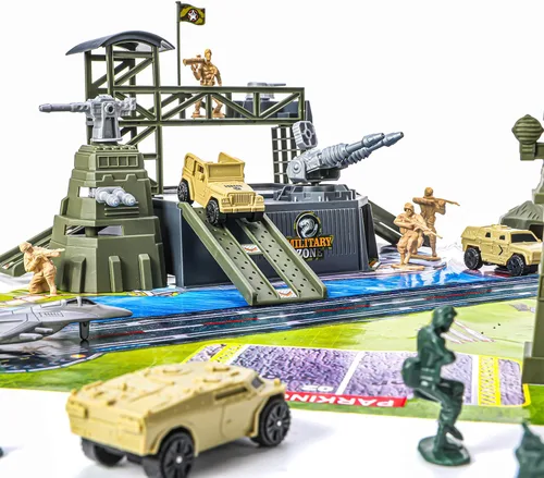 Miniatura 8 de Juego de base militar de 47 piezas, juego de hombres del ejército con accesorios de vehículos, soldado ejército y mapa de juego, mini tanque