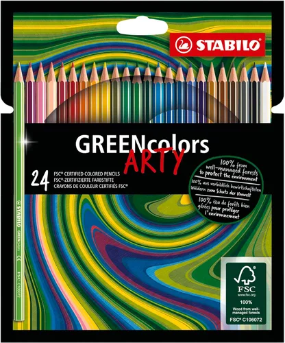 STABILO Lápiz colorante ecológico GREENcolors ARTY - Pack de 24 - Colores surtidos
