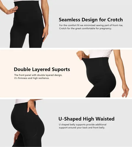Miniatura 5 de V VOCNI Leggings de maternidad con bolsillos para mujer, leggings de yoga sobre el vientre, no se transparentan, pantalones de entrenamiento