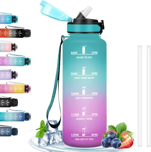 Miniatura 54 de Botella de agua – 16.9 fl oz – Botella de agua para niños, botella de sorbete a prueba de fugas, botella deportiva con marcador de tiempo, botella