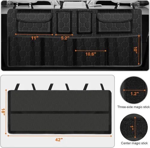 Miniatura 3 de Organizador de maletero de automóvil, organizador de asiento trasero de súper capacidad para SUV/camión/MPV (42"×18"), organizador de almacenamiento