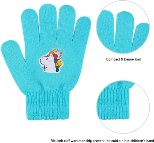 Miniatura 36 de Hicdaw 6 pares de guantes de invierno para niños, guantes de punto elásticos y cálidos para niños o niñas