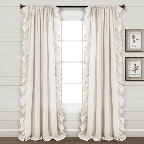 Miniatura 8 de Lush Decor Panel de cortina de lino con volantes (panel individual), 84 pulgadas de largo x 54 pulgadas de ancho, gris claro