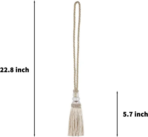 Miniatura 3 de Alzapaños de cortina con borla, alzapaños elegantes y decorativos para exteriores, lazos modernos de cuerda para ventanas con ganchos, para Beige
