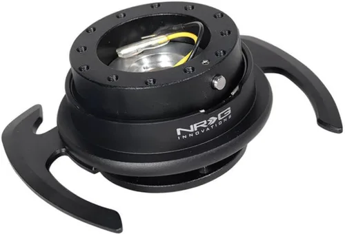 NRG Innovations NRG-SRK-700BK GEN 4.0 Kit de liberación rápida para adaptador de volante, cuerpo negro/anillo negro con manijas y patrones de pernos