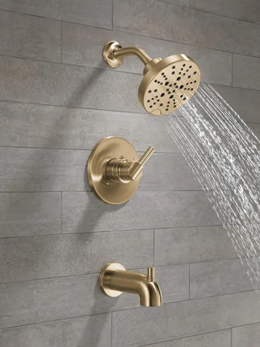 Miniatura 2 de Delta Nicoli 14 Series H2Okinetic Bathtub and Shower Faucet Set, Brushed Gold Shower Head and Handle Set, Valve Trim Kit, Champagne Bronze 144749-CZ