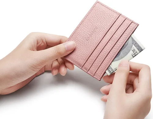 Miniatura 30 de Cartera de tarjeta de crédito de cuero genuino, billetera minimalista, inserciones de billetera delgada, 003, Estuche para tarjetas de crédito
