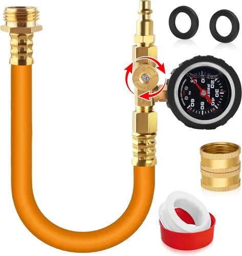 Miniatura 9 de Kit de invierno para RV mejorado Boltigen, manguera de invierno de 17'' para RV con medidor de presión de aceite y válvula de control, kit de Negro