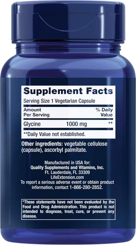 Miniatura 3 de Life Extension Glicina 1000 mg, Promueve la Relajación y el Sueño Saludable & Taurina, Suplemento de Aminoácido de Taurina Pura, Salud del Corazón