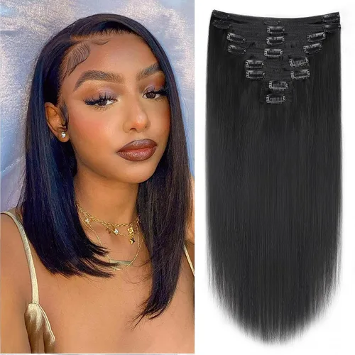 Miniatura 53 de Extensiones de cabello con clip de 12 pulgadas, rizado birmano, negro natural, extensiones de cabello con clip rizado birmano, cabello humano real