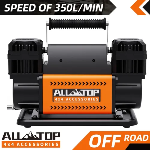 Miniatura 2 de ALL-TOP Compresor de Aire de Doble Cilindro con Kit Inflador de Neumáticos con Manómetro de Presión Digital, Inflador Portátil 12V 12.35 pies³/Min
