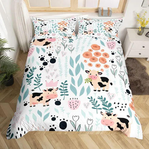 Miniatura 32 de Erosebridal Juego de ropa de cama individual de animales de la selva para niñas y niños, funda de edredón de elefante oso, tigre, león, safari