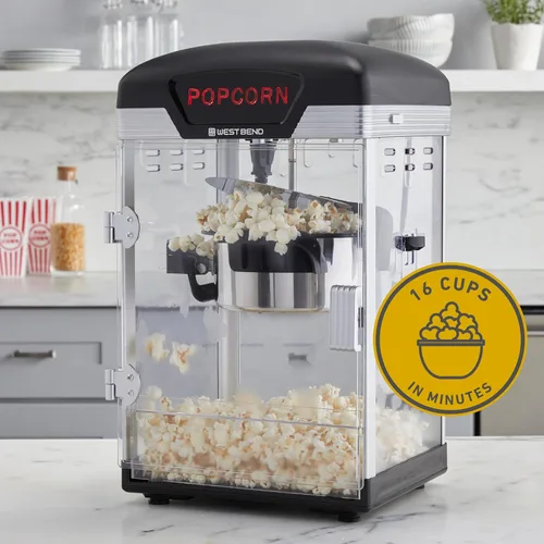 Miniatura 2 de West Bend Stir Crazy pochoclera de estilo cine, máquina de hacer palomitas gourmet con caldera antiadherente y cuchara para palomitas para máquina