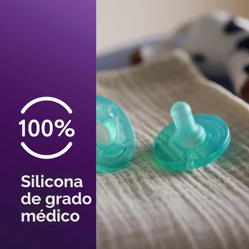 Miniatura 4 de Philips Avent Soothie Chupetes ortodónticos para bebés, 100% de silicona, de una pieza, sin BPA, para bebés de 0 a 3 meses, verde, paquete de 4