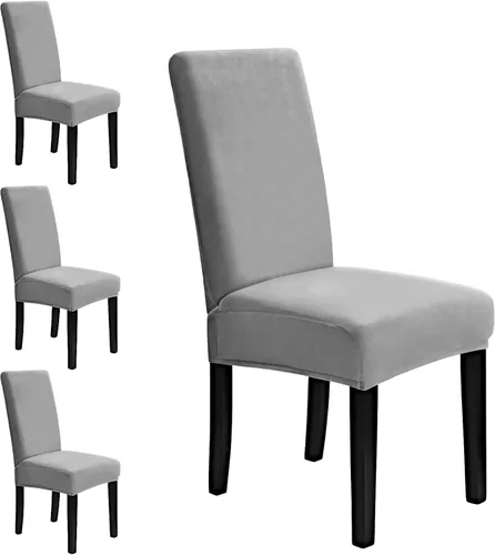 Miniatura 16 de MOSAYT Juego de 2 fundas elásticas de terciopelo para sillas de comedor, fundas suaves con tela extraíble gruesa para sillas Parsons, protectores