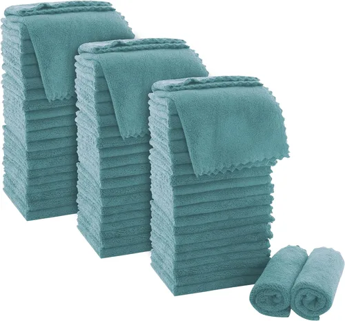 Miniatura 14 de MOONQUEEN Juego de Toallitas Ultra Suaves Premium - 12 x 12 pulgadas - Paquete de 72 - Secado Rápido - Paños de Baño de Terciopelo Coral Altamente