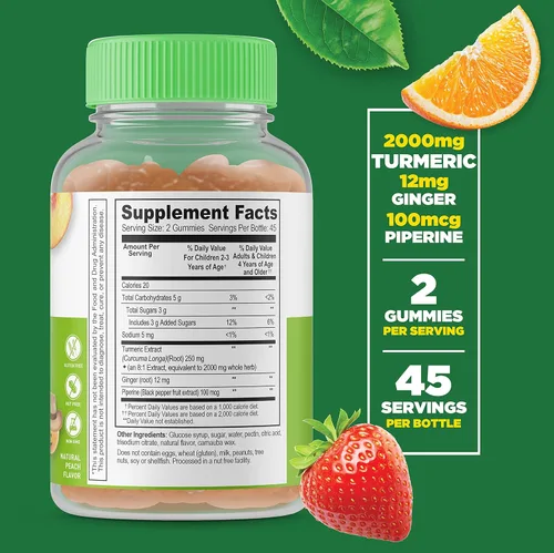 Miniatura 3 de Lifeable Calcio, magnesio y zinc para niños + curcumina de cúrcuma para niños, paquete de gomitas de gran sabor, suplemento vitamínico, sin gluten