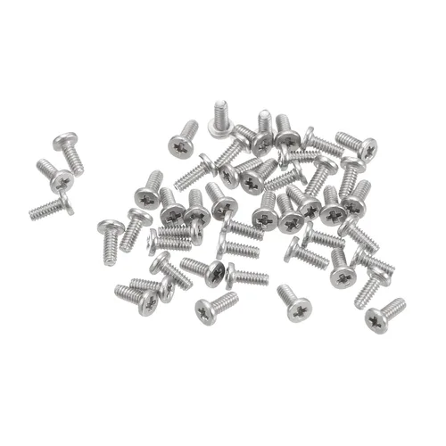 Miniatura 26 de Uxcell M1-0.25 x 2 mm 50 piezas Tornillos de cabeza plana redonda 304 de acero inoxidable Phillips Drive tornillos de máquina para fijación