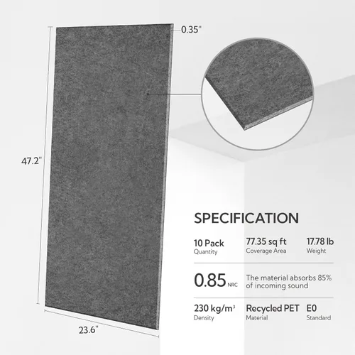 Miniatura 2 de Olanglab Paneles Acústicos de Pared Paquete de 10, 48 x 24 por Paneles Acústicos Absorbentes de Sonido, Paneles de Sonido para Estudio en Casa