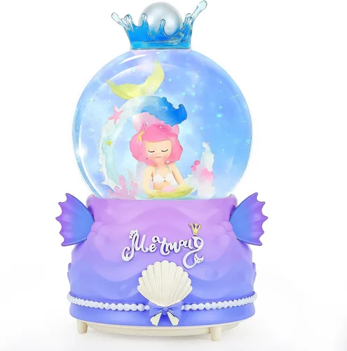Miniatura 8 de BREIS Globos de nieve, globos de nieve de sirena de 3.937 in, copos de nieve automáticos con luces LED de música, decoración de Navidad, cumpleaños